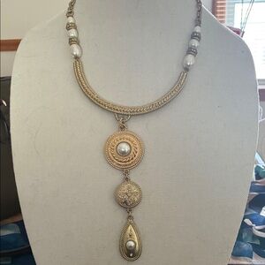 Chico's Gold and Pearl Statement Necklace